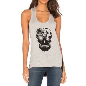 NWOT Skull Cashmere Tank Mid Heather Grey & Black